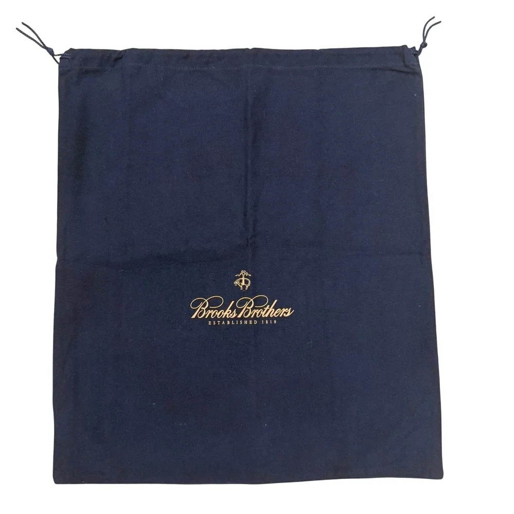 Brooks Brothers Navy Blue Drawstring Dust Bag Gold Logo 17 x 19 Storage Travel